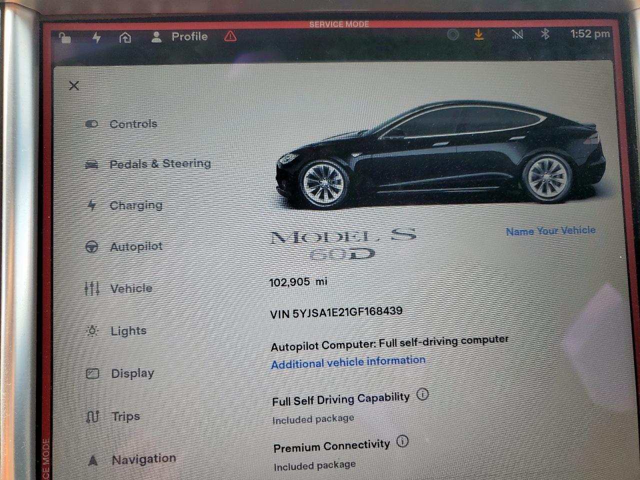 2016 Tesla Model S VIN: 5YJSA1E21GF168439 Lot: 60703035
