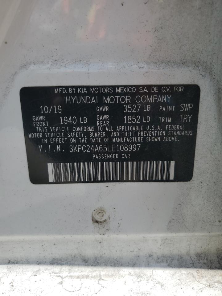 2020 Hyundai Accent Se VIN: 3KPC24A65LE108997 Lot: 60245065