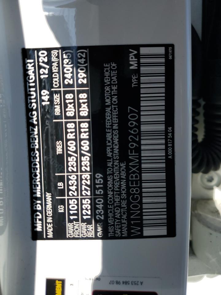 2021 Mercedes-Benz Glc 300 4Matic VIN: W1N0G8EBXMF926907 Lot: 61206785