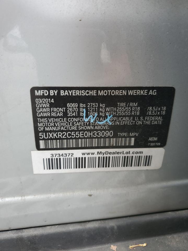 2014 BMW X5 Sdrive35I VIN: 5UXKR2C55E0H33090 Lot: 62119045