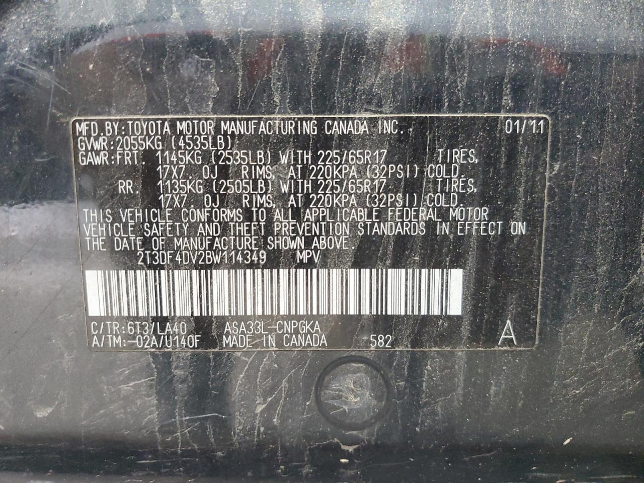 TOYOTA RAV4 2011 VIN 2T3DF4DV2BW114349 photo 14