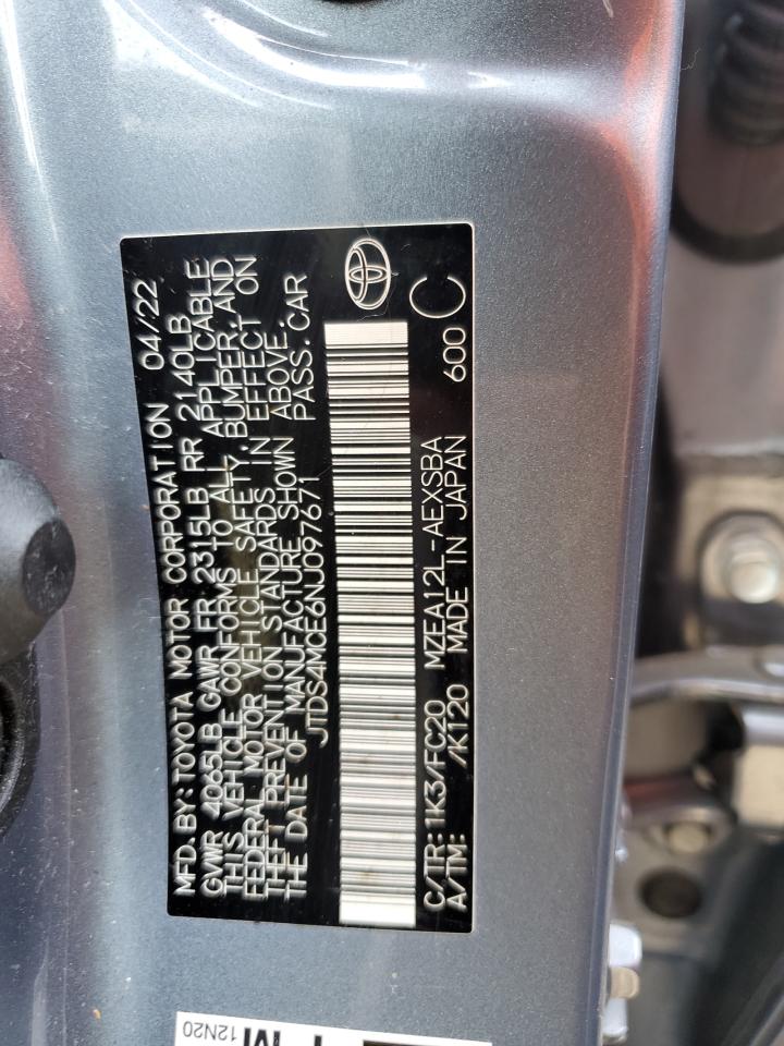 2022 Toyota Corolla Se VIN: JTDS4MCE6NJ097671 Lot: 57354485