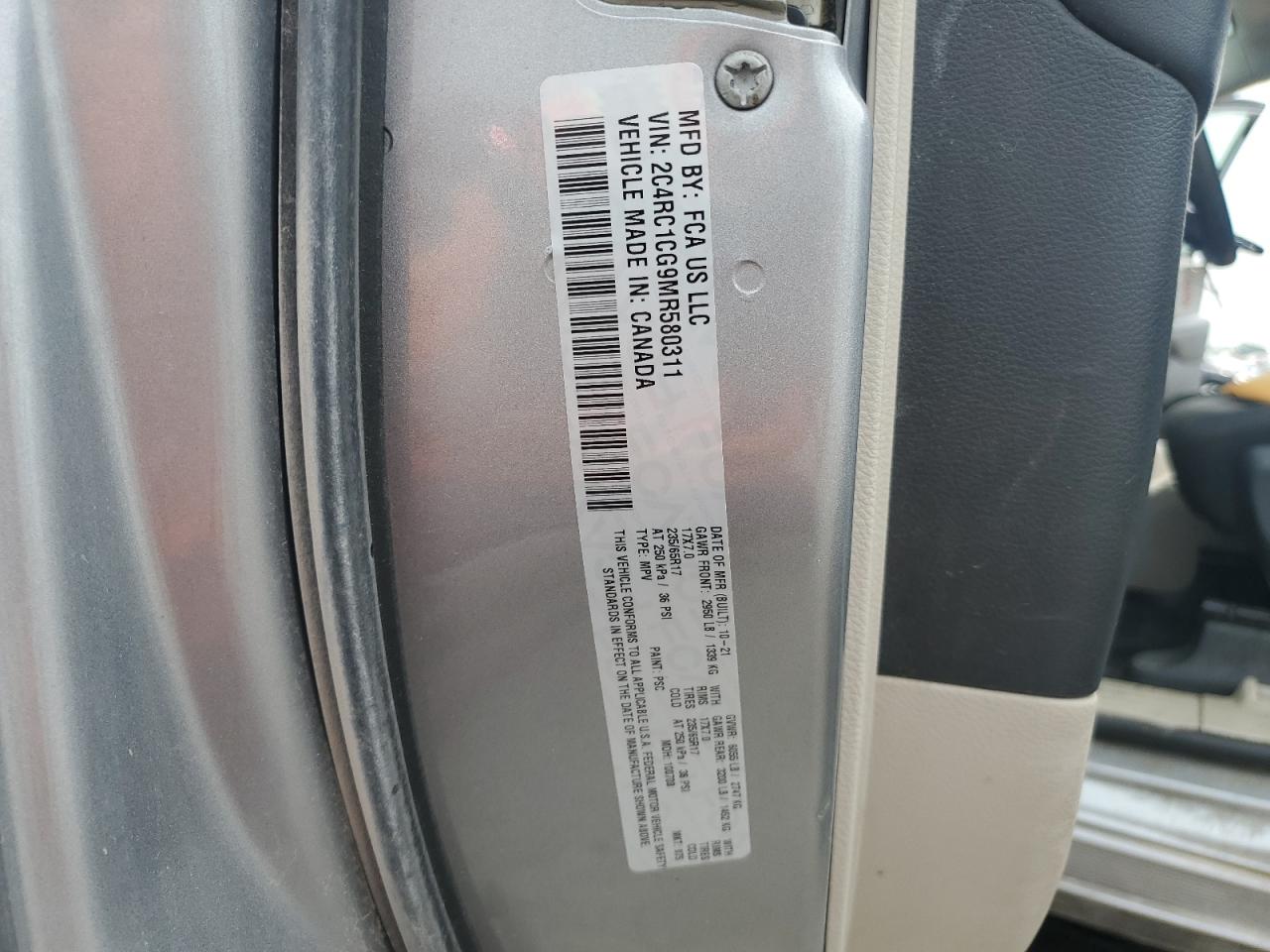 2021 Chrysler Voyager Lx VIN: 2C4RC1CG9MR580311 Lot: 60036985