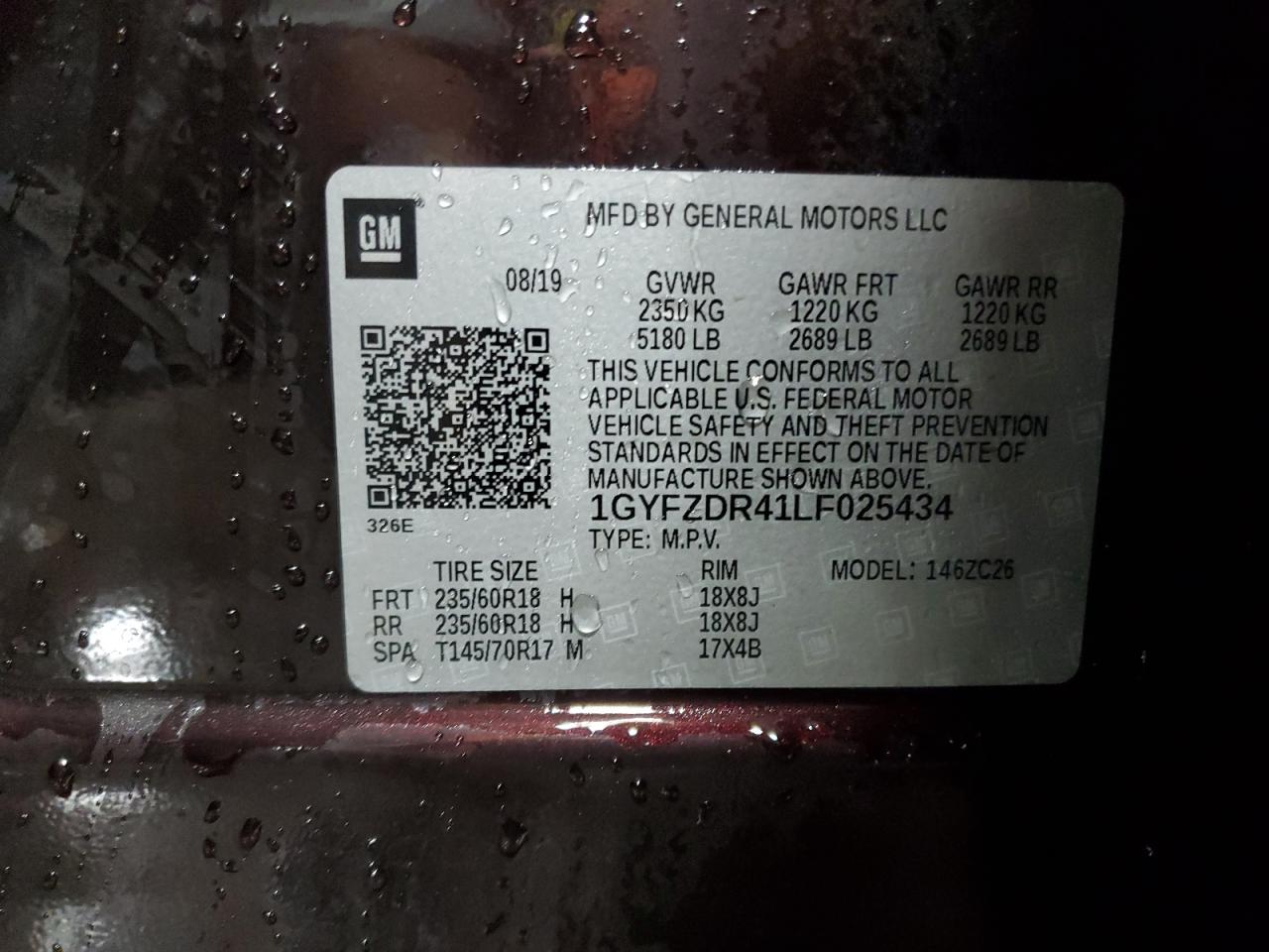 2020 Cadillac Xt4 Premium Luxury VIN: 1GYFZDR41LF025434 Lot: 59504385