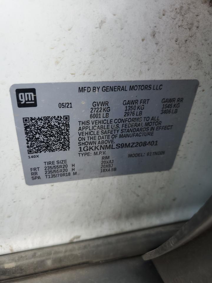 2021 GMC Acadia Slt VIN: 1GKKNMLS9MZ208401 Lot: 62383745