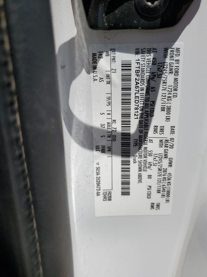 2020 Ford F250 Super Duty VIN: 1FTBF2A67LED78121 Lot: 62741305