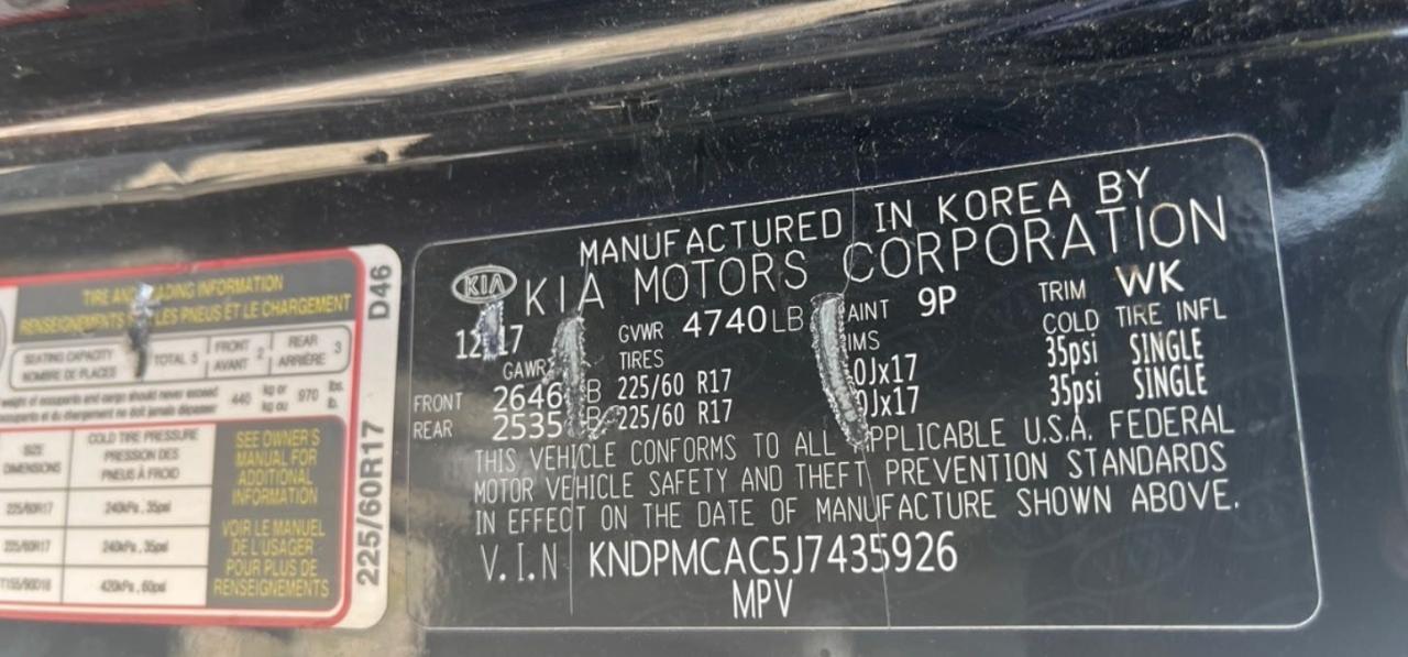 KIA SPORTAGE 2018 VIN KNDPMCAC5J7435926 zdjęcie 10