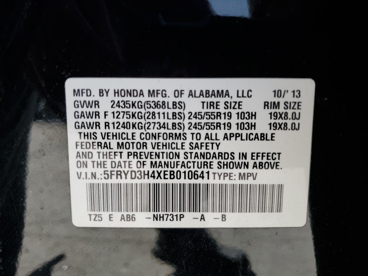 2014 Acura Mdx Technology VIN: 5FRYD3H4XEB010641 Lot: 59573205
