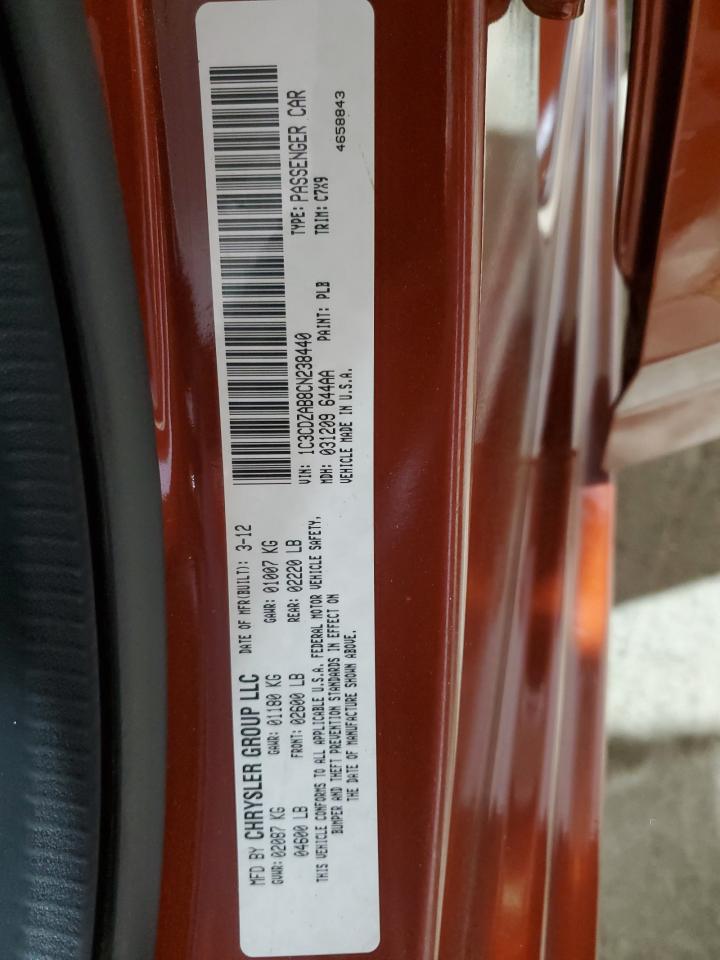 2012 Dodge Avenger Se VIN: 1C3CDZAB8CN238440 Lot: 62843175