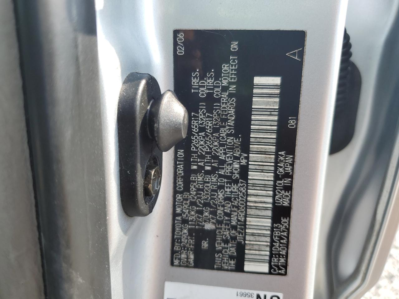 2006 Toyota 4Runner Sr5 VIN: JTEZT14R060025837 Lot: 62466925