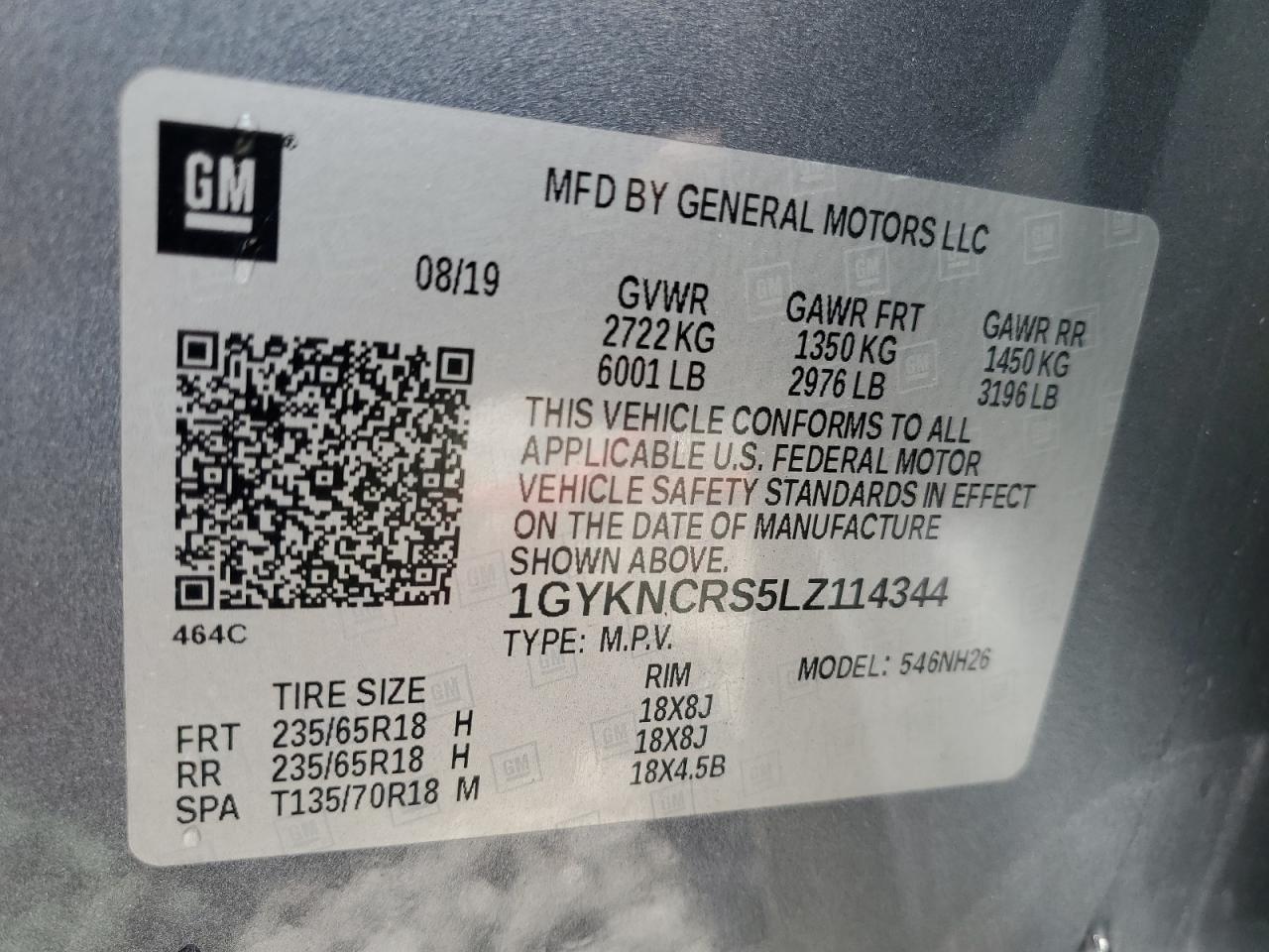 2020 Cadillac Xt5 Premium Luxury VIN: 1GYKNCRS5LZ114344 Lot: 58522175