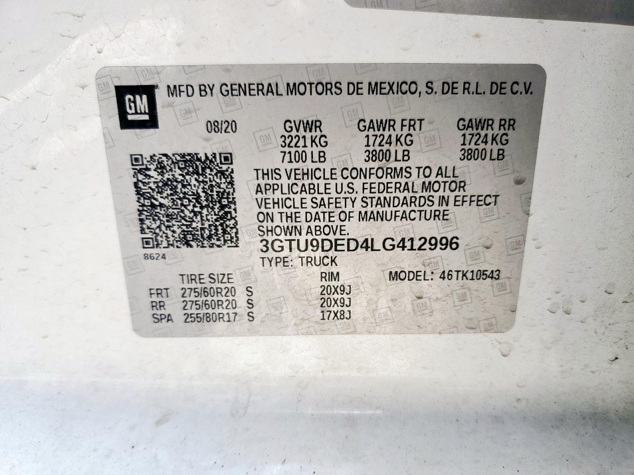 GMC SIERRA 2020 VIN 3GTU9DED4LG412996 фото 12