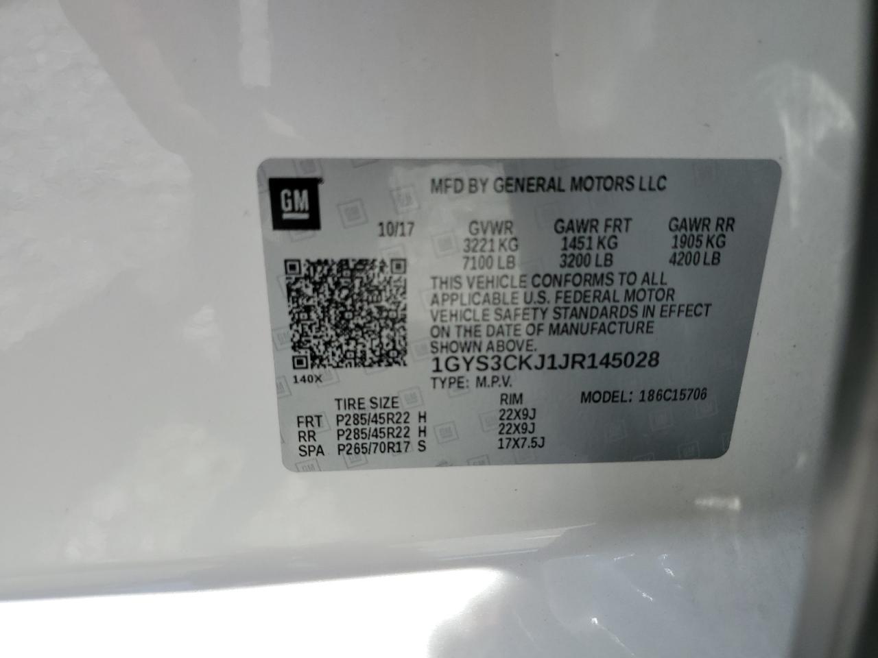 2018 Cadillac Escalade Premium Luxury VIN: 1GYS3CKJ1JR145028 Lot: 61729235