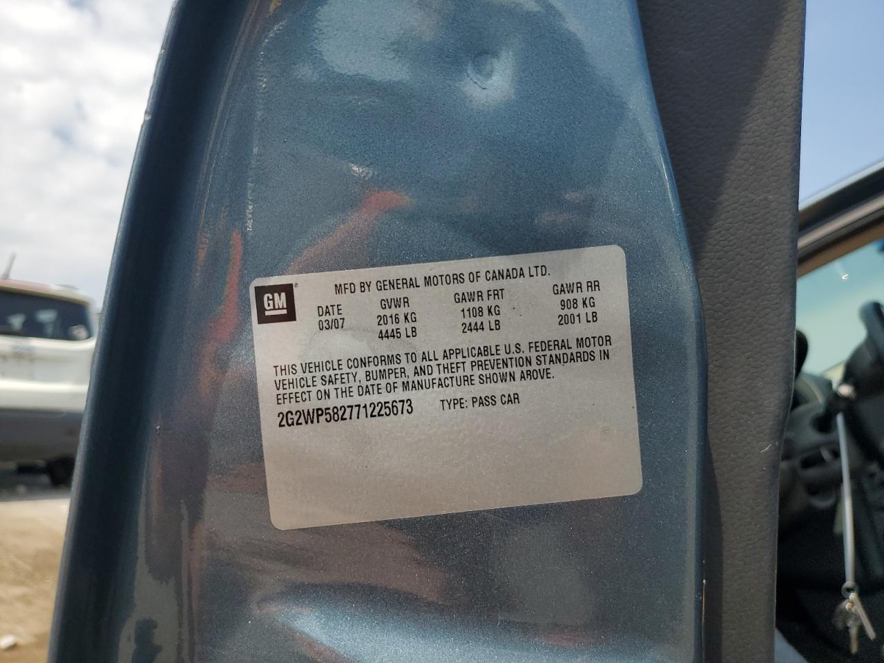 2007 Pontiac Grand Prix VIN: 2G2WP552371225674 Lot: 60648225