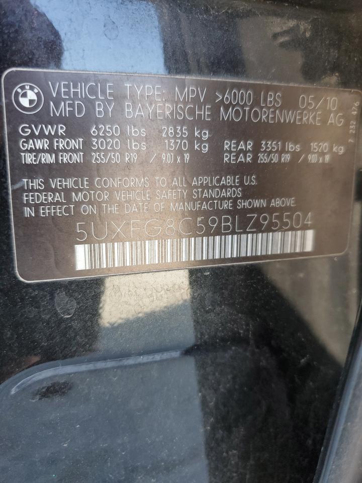 2011 BMW X6 xDrive50I VIN: 5UXFG8C59BLZ95504 Lot: 61672385