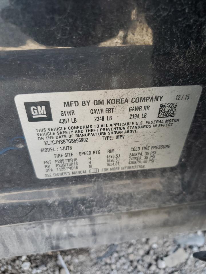 2016 Chevrolet Trax Ls VIN: KL7CJNSB7GB595902 Lot: 60830585