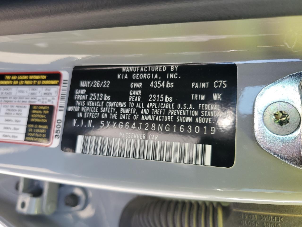 2022 Kia K5 Gt Line VIN: 5XXG64J28NG163019 Lot: 59406175