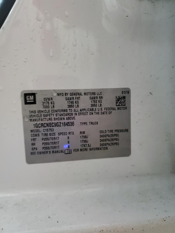 2016 Chevrolet Silverado C1500 VIN: 1GCRCNEC9GZ184536 Lot: 56001425