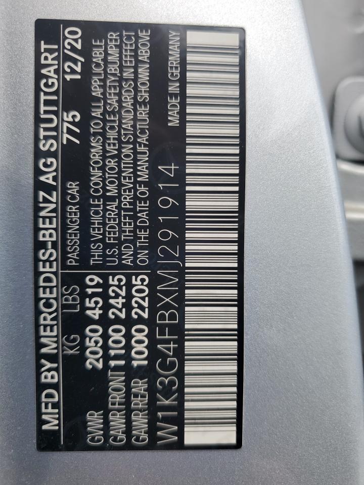 2021 Mercedes-Benz A 220 4Matic VIN: W1K3G4FBXMJ291914 Lot: 62597755