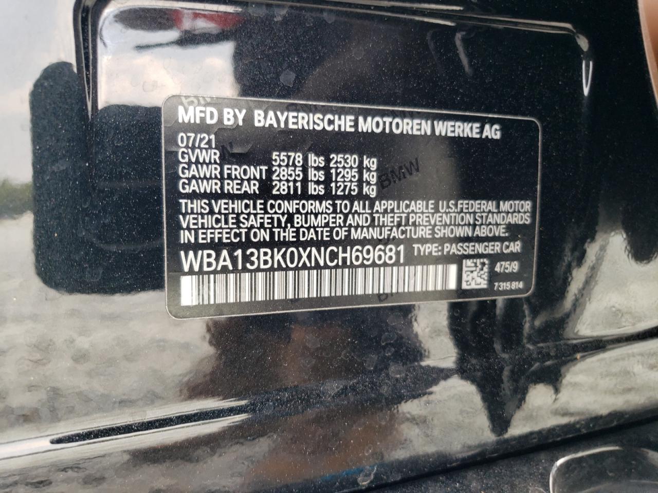 2022 BMW M550Xi VIN: WBA13BK0XNCH69681 Lot: 59237955