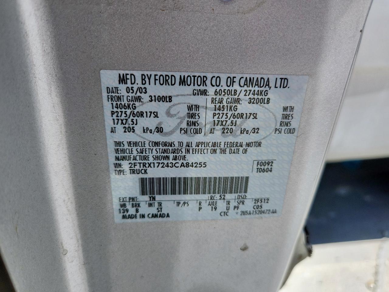 2001 Ford F150 VIN: 1FTRX17W41NA80104 Lot: 62381665