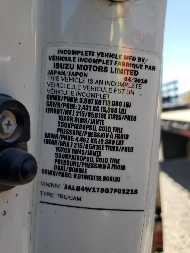 2016 Isuzu Npr VIN: JALB4W178G7F01216 Lot: 62516135
