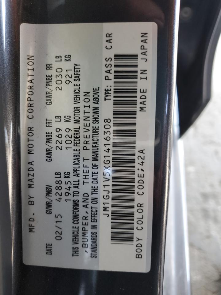 2016 Mazda 6 Touring VIN: JM1GJ1V5XG1416308 Lot: 62754545