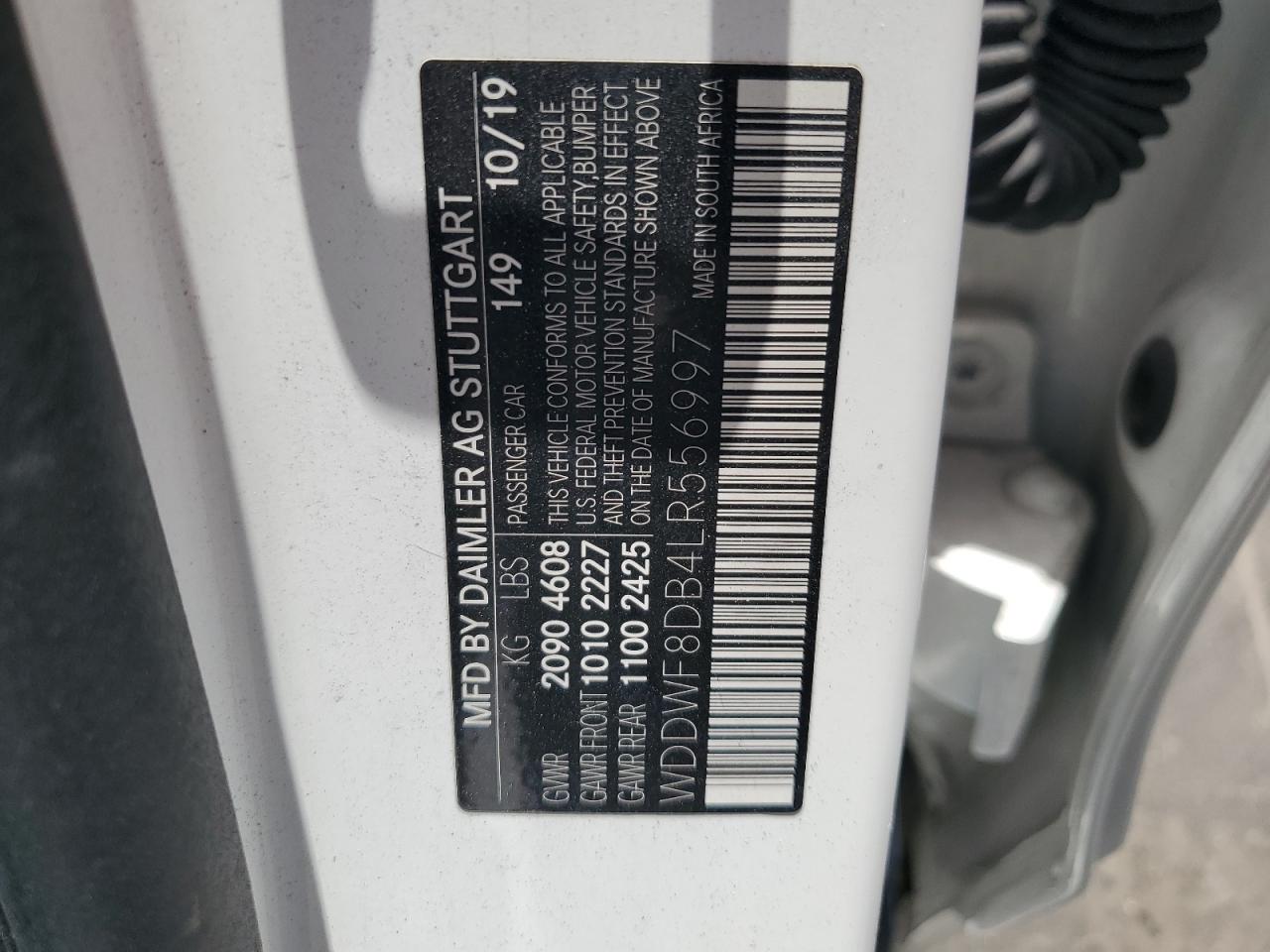 2020 Mercedes-Benz C 300 VIN: WDDWF8DB4LR556997 Lot: 62666045