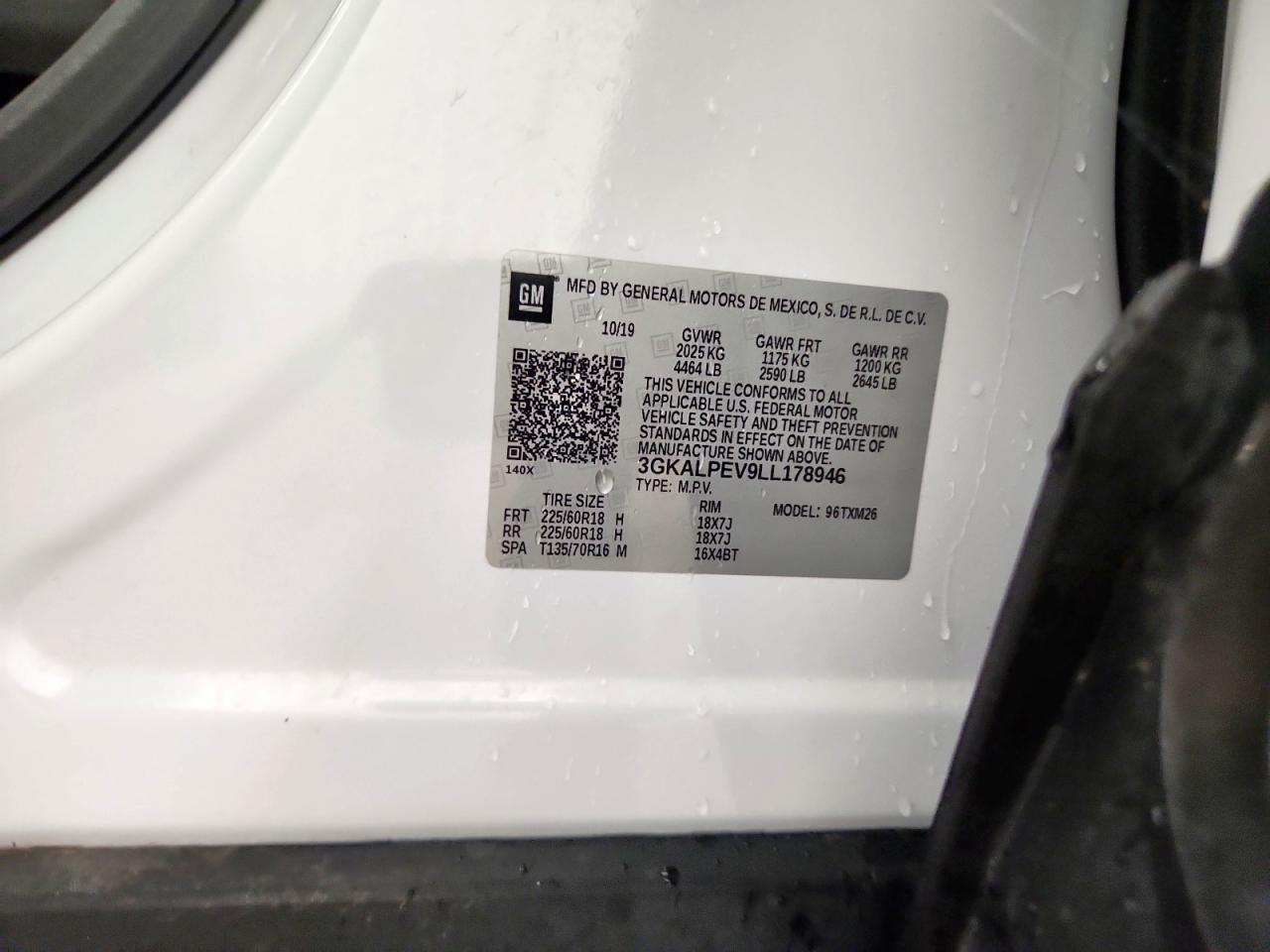 2020 GMC Terrain Slt VIN: 3GKALPEV9LL178946 Lot: 61089675