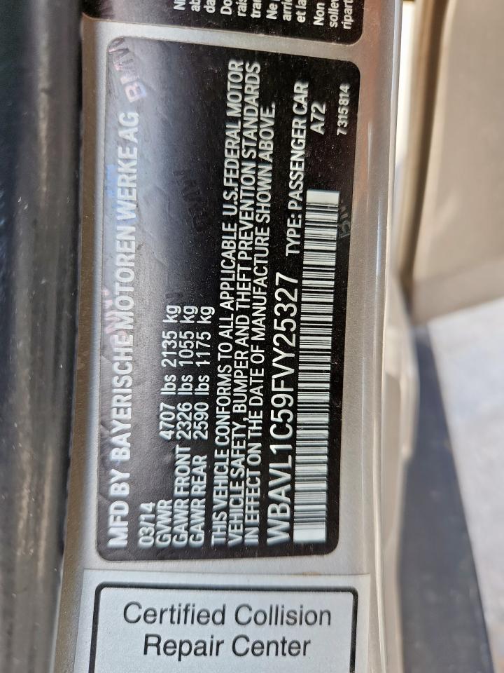 2015 BMW X1 xDrive28I VIN: WBAVL1C59FVY25327 Lot: 61839275