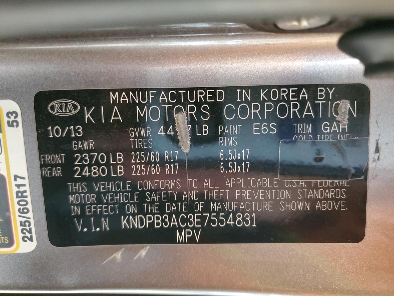 2014 Kia Sportage Base VIN: KNDPB3AC3E7554831 Lot: 62950915