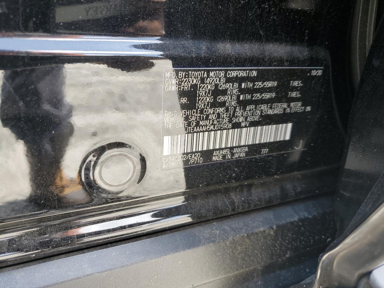 2021 Toyota Venza Le VIN: JTEAAAAH5MJ015908 Lot: 60880085
