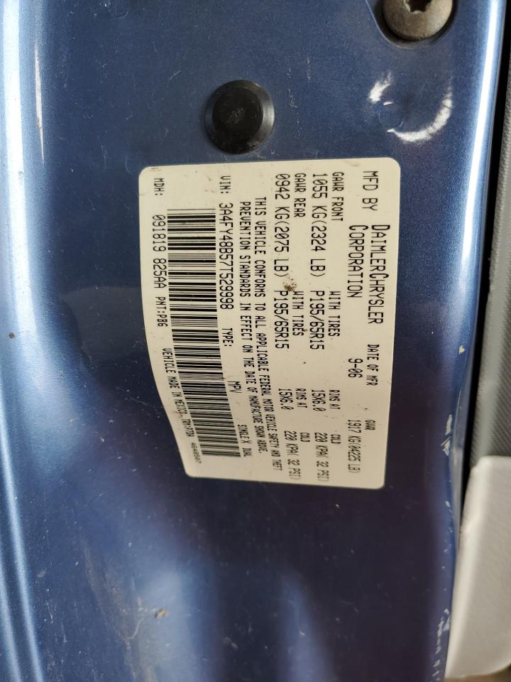 2007 Chrysler Pt Cruiser VIN: 3A4FY48B57T529998 Lot: 62349075