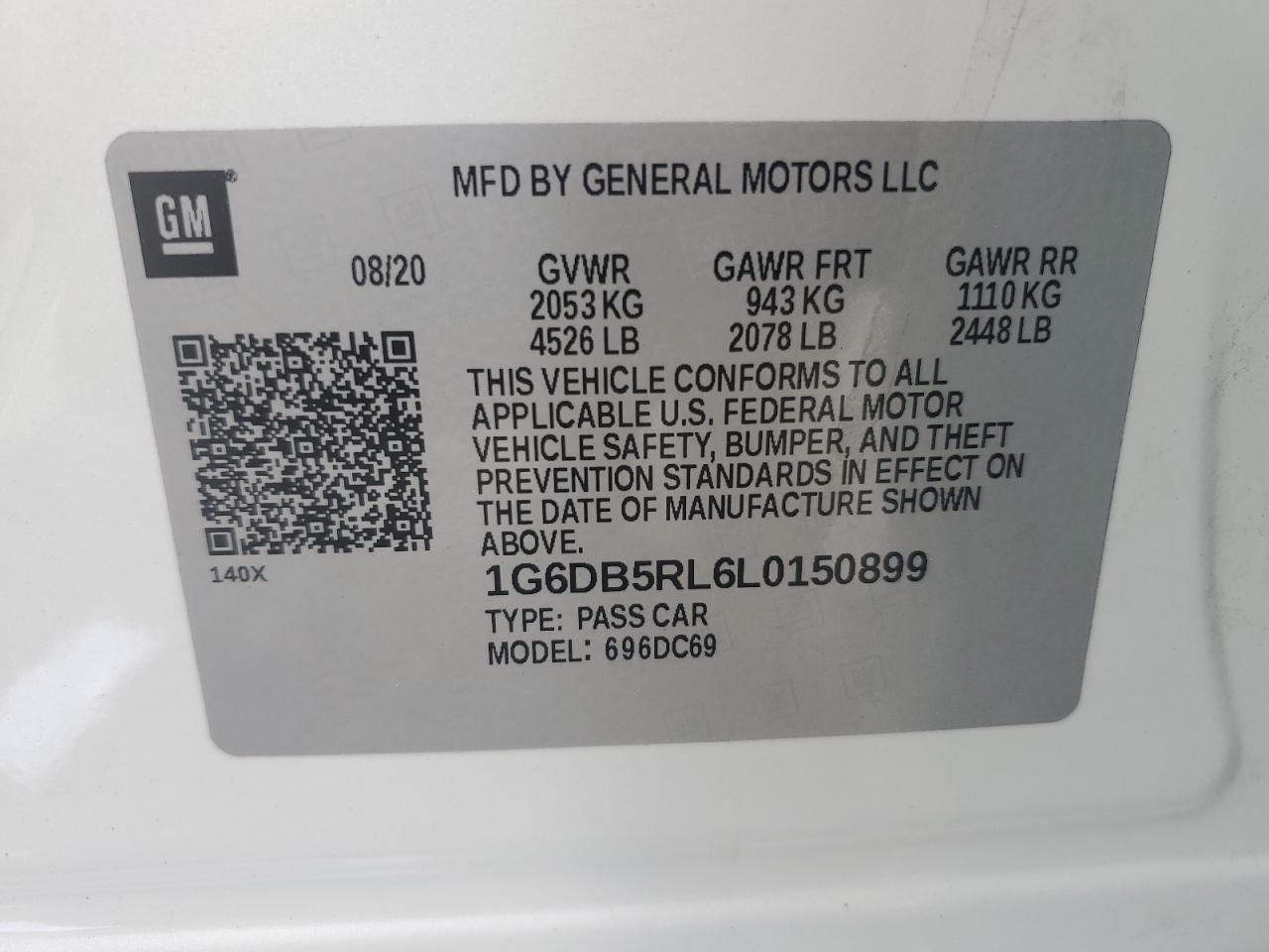 2020 Cadillac Ct4 Premium Luxury VIN: 1G6DB5RL6L0150899 Lot: 60603455