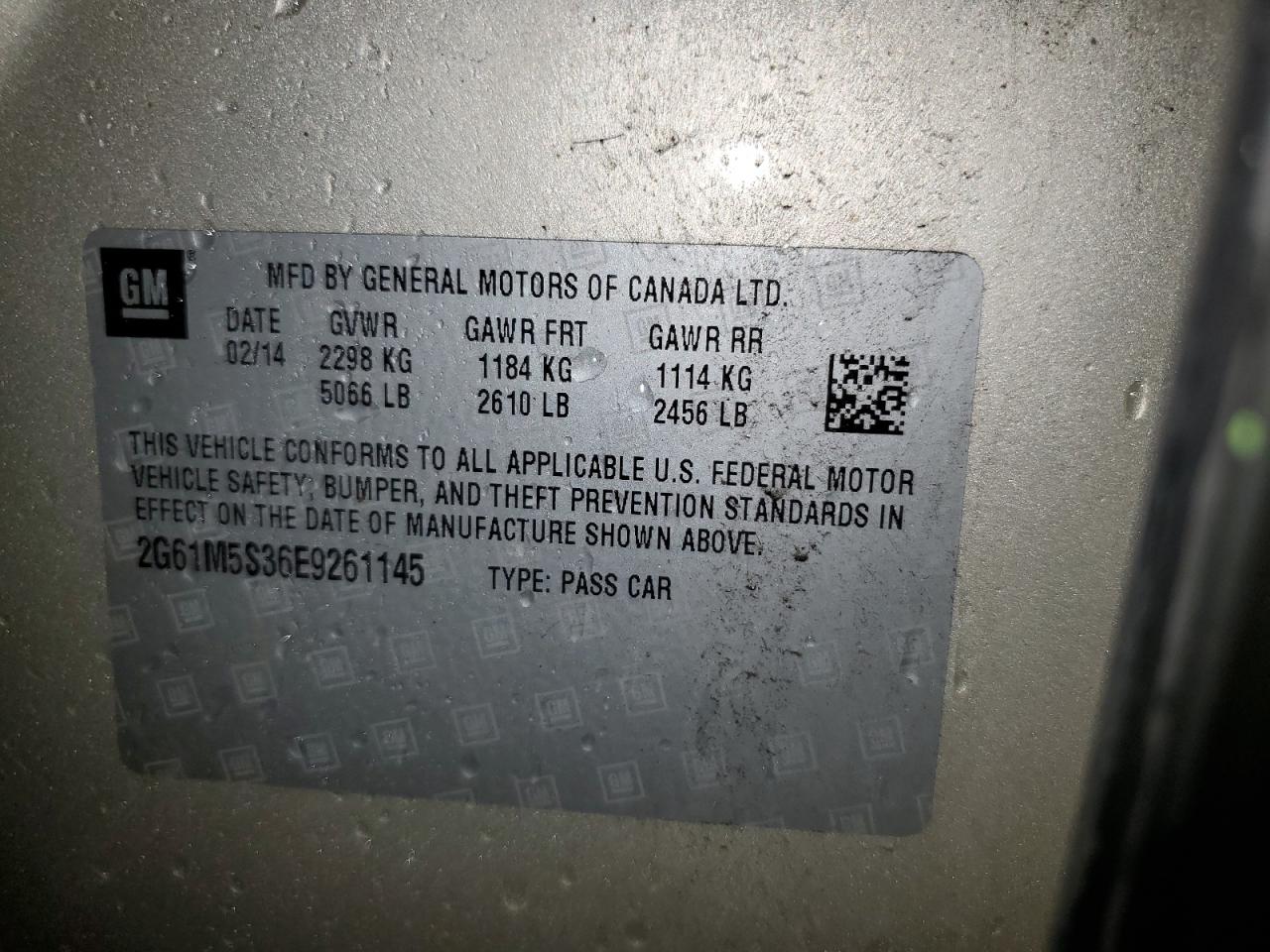 2014 Cadillac Xts Luxury Collection VIN: 2G61M5S36E9261145 Lot: 59379215