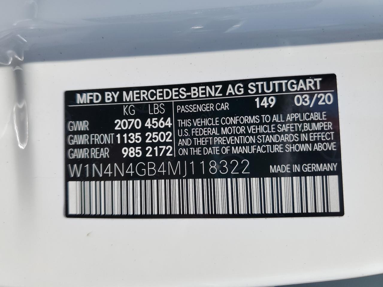 2021 Mercedes-Benz Gla 250 VIN: W1N4N4GB4MJ118322 Lot: 59956195