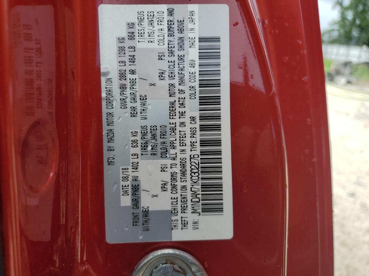 2019 Mazda Mx-5 Miata Grand Touring VIN: JM1NDAM71K0302276 Lot: 63149965