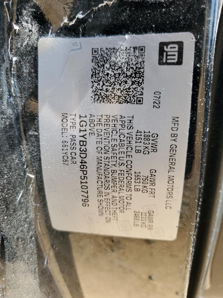 2023 Chevrolet Corvette Stingray 2Lt VIN: 1G1YB3D46P5107796 Lot: 62565695