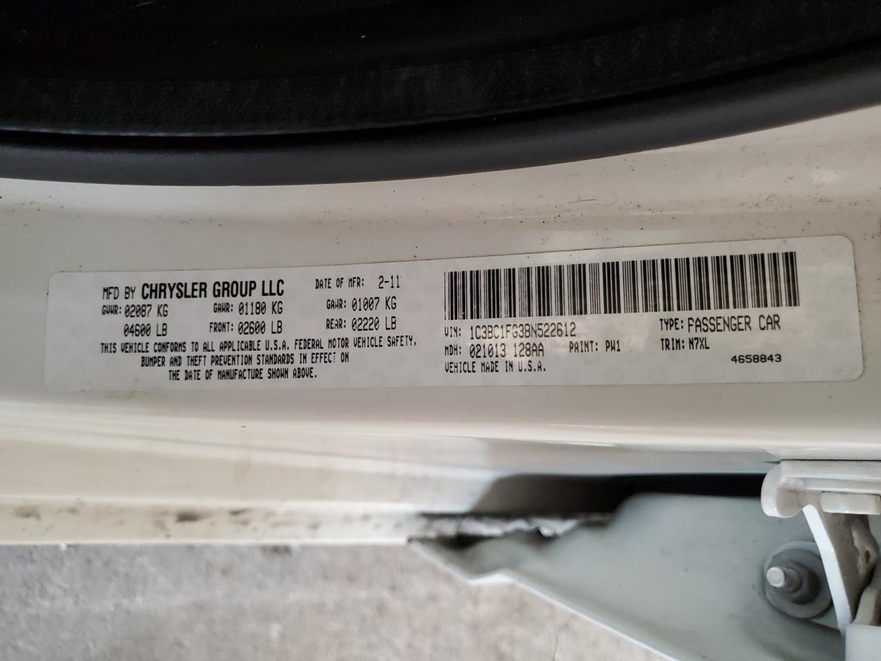 2011 Chrysler 200 Touring VIN: 1C3BC1FG3BN522612 Lot: 59035225