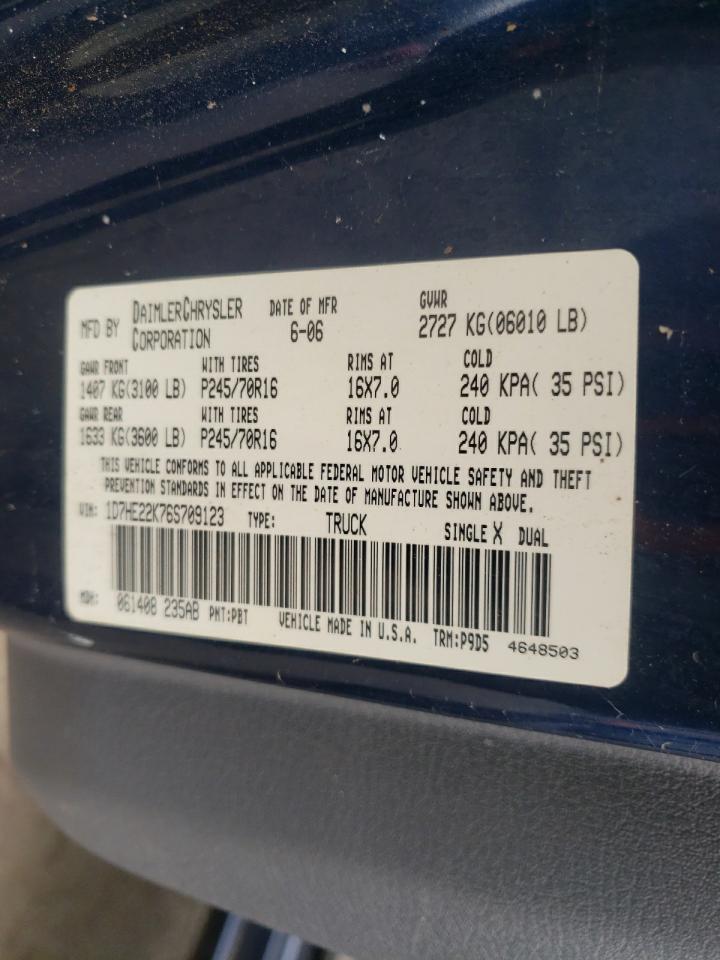 2006 Dodge Dakota St VIN: 1D7HE22K76S709123 Lot: 62076685