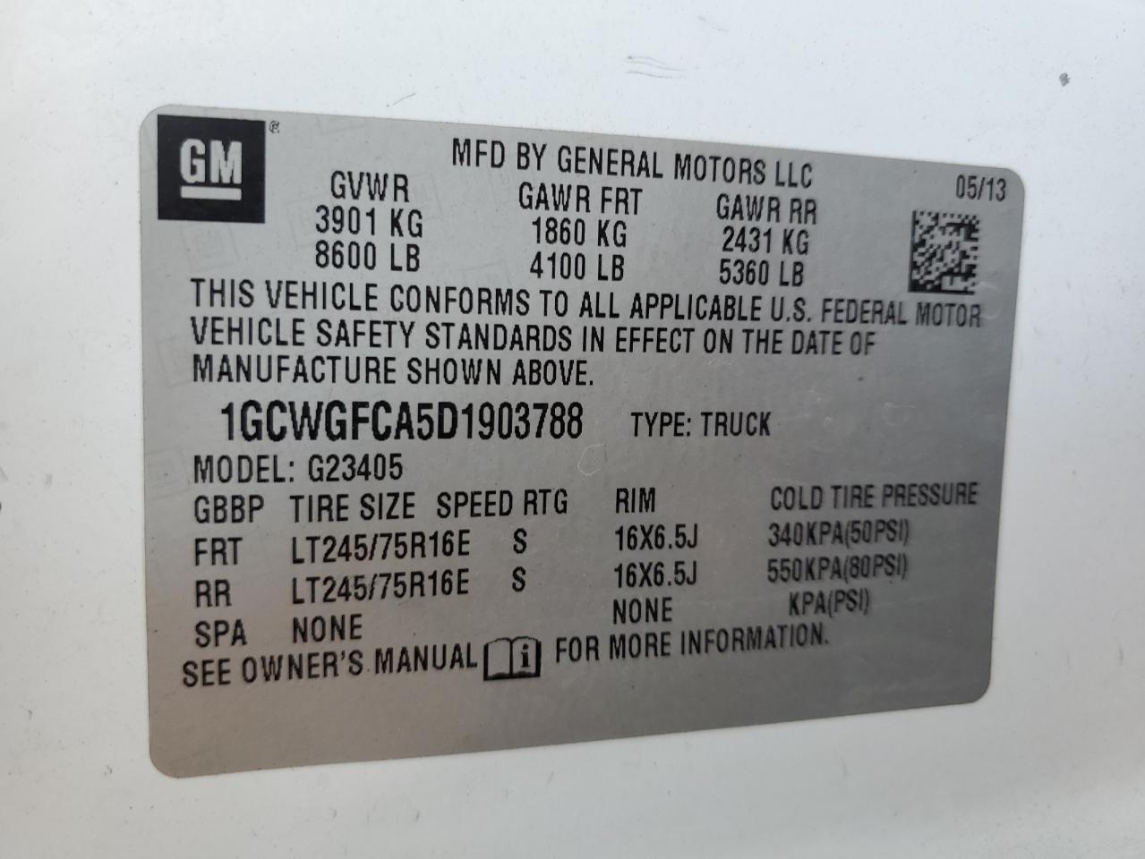 CHEVROLET EXPRESS 2013 VIN 1GCWGFCA5D1903788 zdjęcie 13