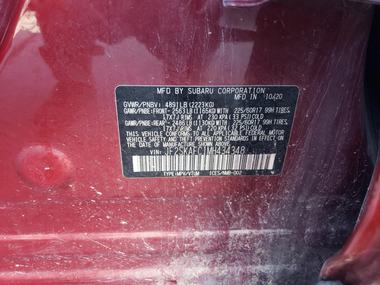 2021 Subaru Forester Premium VIN: JF2SKAFC1MH434348 Lot: 61999965