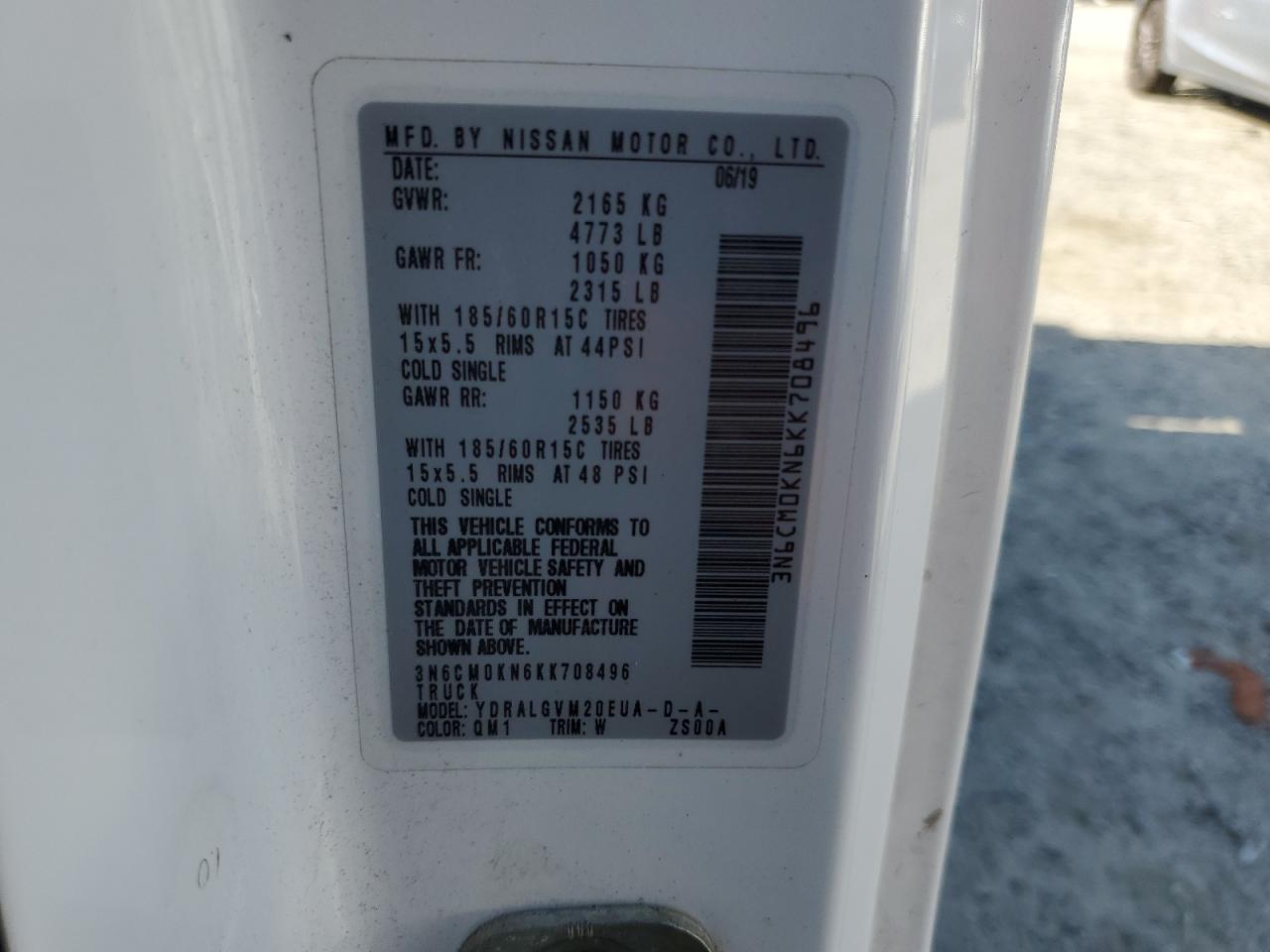 2019 Nissan Nv200 2.5S VIN: 3N6CM0KN6KK708496 Lot: 58741765