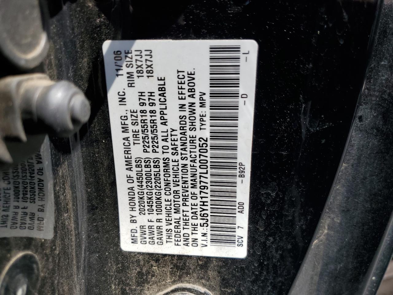 2007 Honda Element Sc VIN: 5J6YH17977L007052 Lot: 61679125