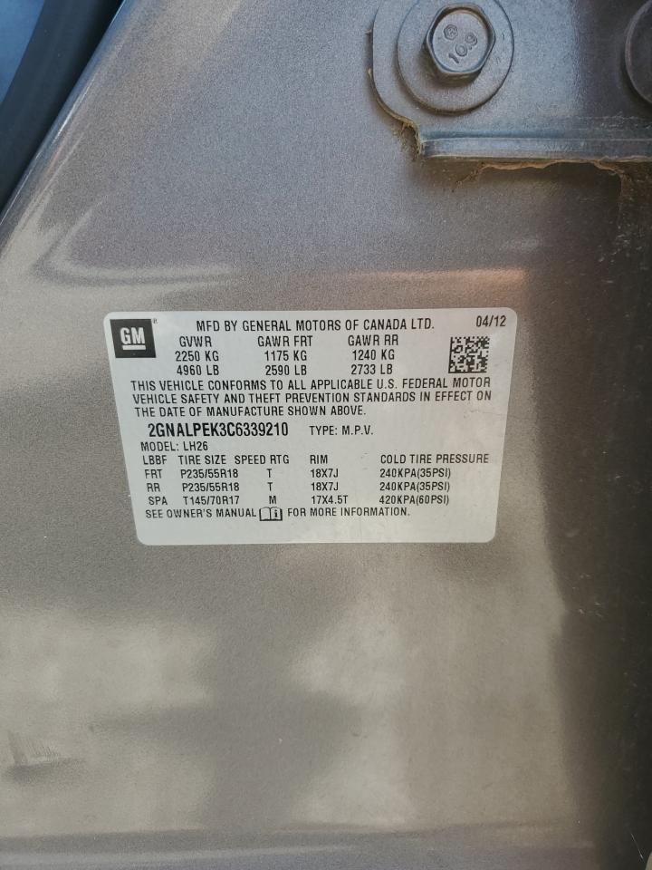 CHEVROLET EQUINOX 2012 VIN 2GNALPEK3C6339210 фото 13