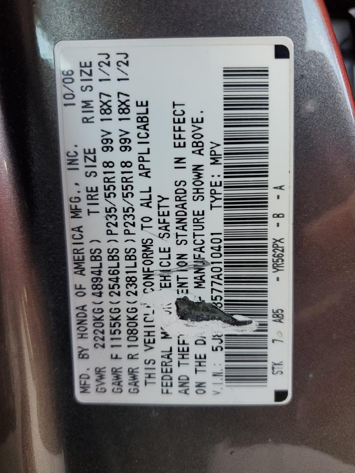 2007 Acura Rdx Technology VIN: 5J8TB18577A010401 Lot: 62539705