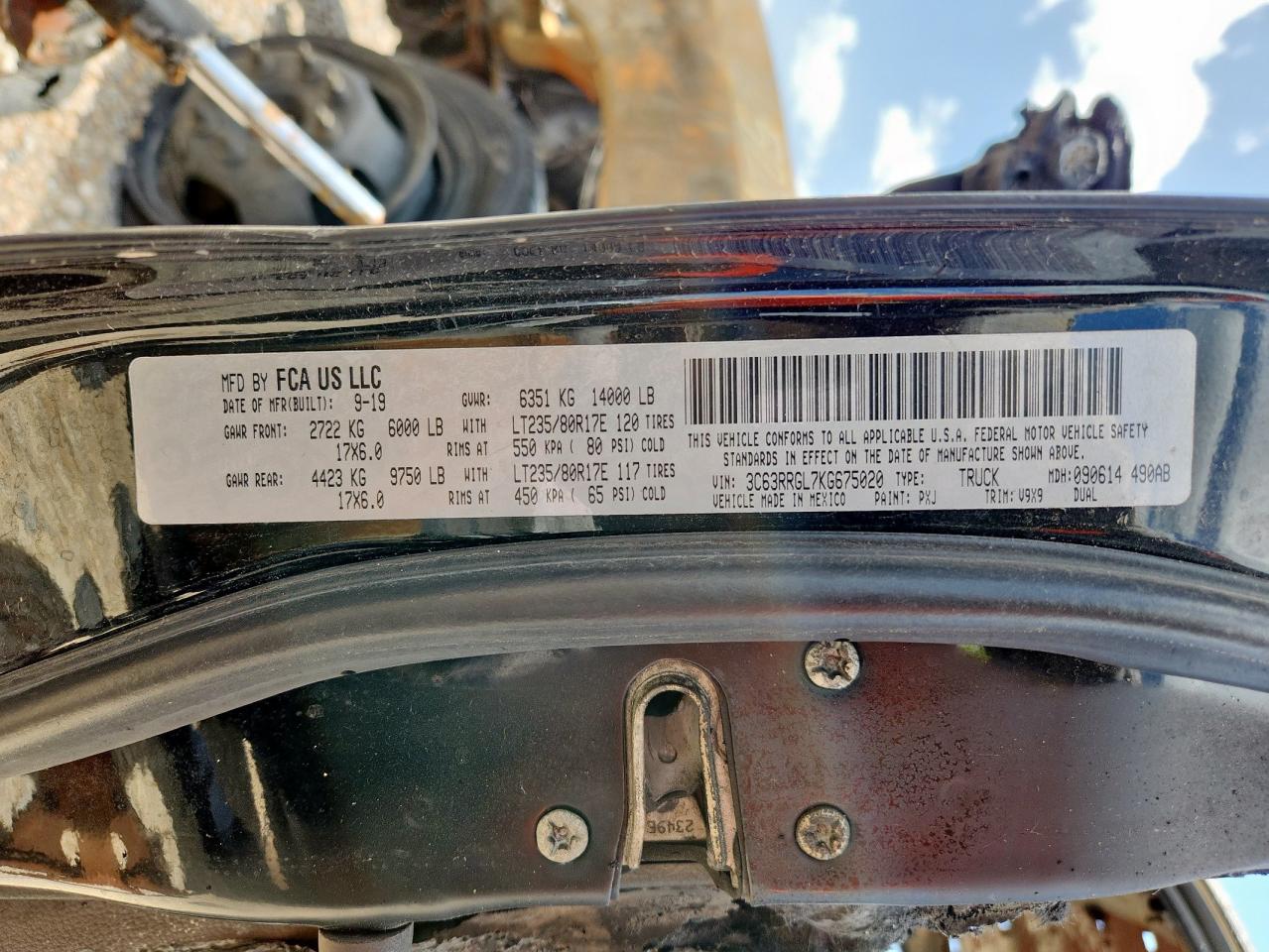 2019 Ram 3500 Tradesman VIN: 3C63RRGL7KG675020 Lot: 52754795