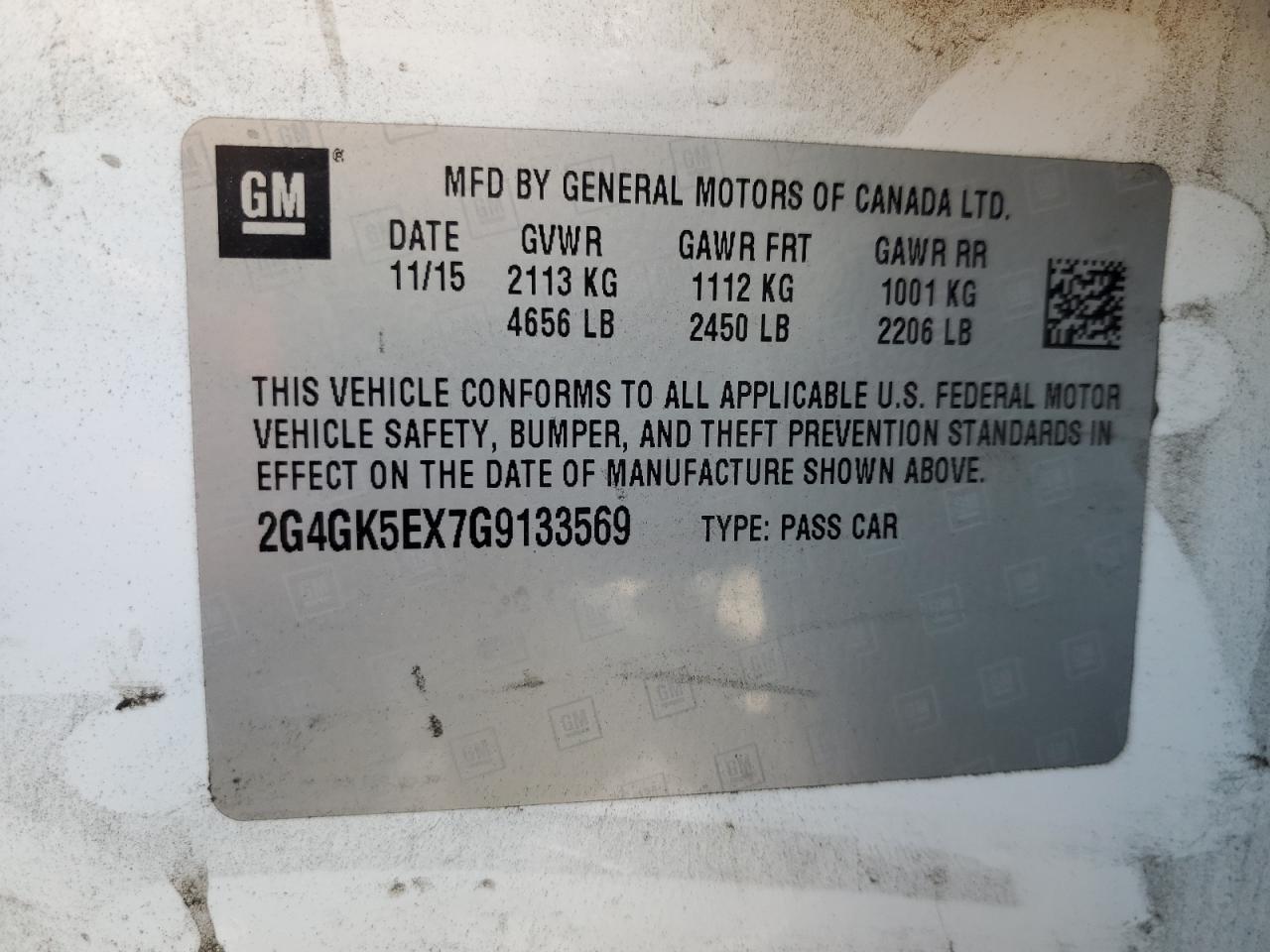 2016 Buick Regal VIN: 2G4GK5EX7G9133569 Lot: 59674265