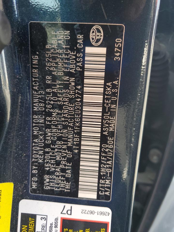 2014 Toyota Camry L VIN: 4T1BF1FK6EU304774 Lot: 62495095