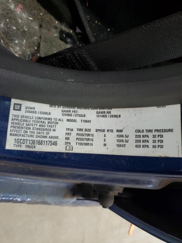 2006 Chevrolet Colorado VIN: 1GCDT136168117546 Lot: 61954695